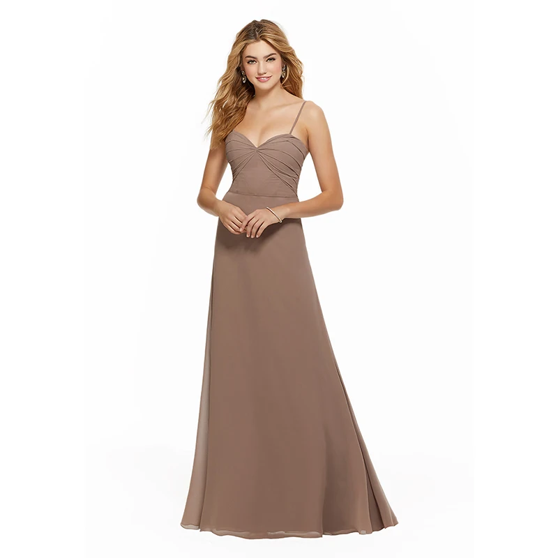 

Super A-line Ruffles Sweetheart Neckline Adjustable Spaghetti Straps Chiffon Wedding Party Prom Bridesmaid Dress