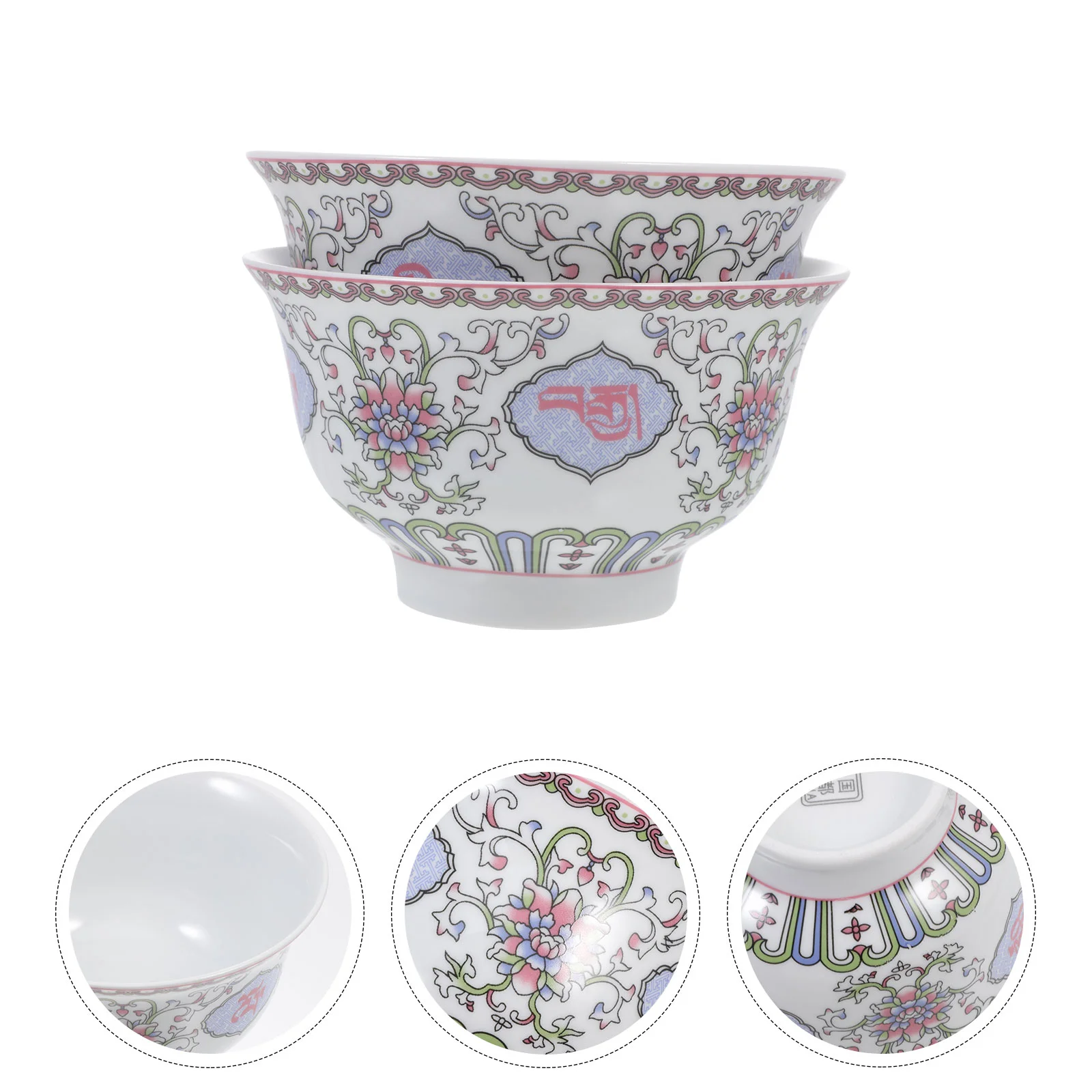 

2Pcs Ethnic Wind Five Livestock Bowls Exquisite Ceramic Butter Tea Rice Bowls