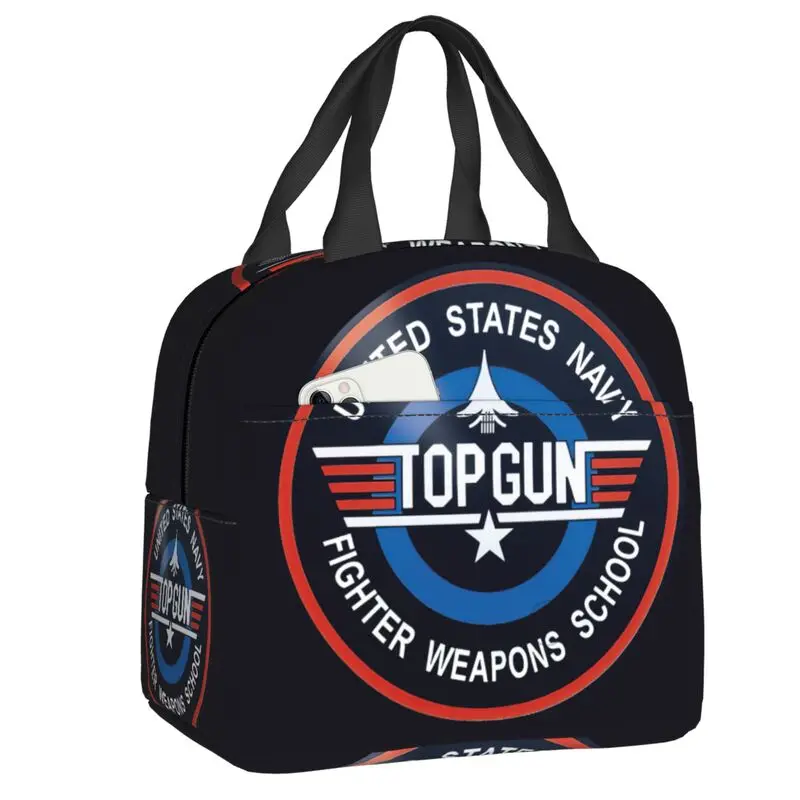 

Custom Fighter Jets Top Gun Lunch Bag Men Women Warm Cooler Insulated Lunch Box for Children School Work Food Picnic Tote Bags