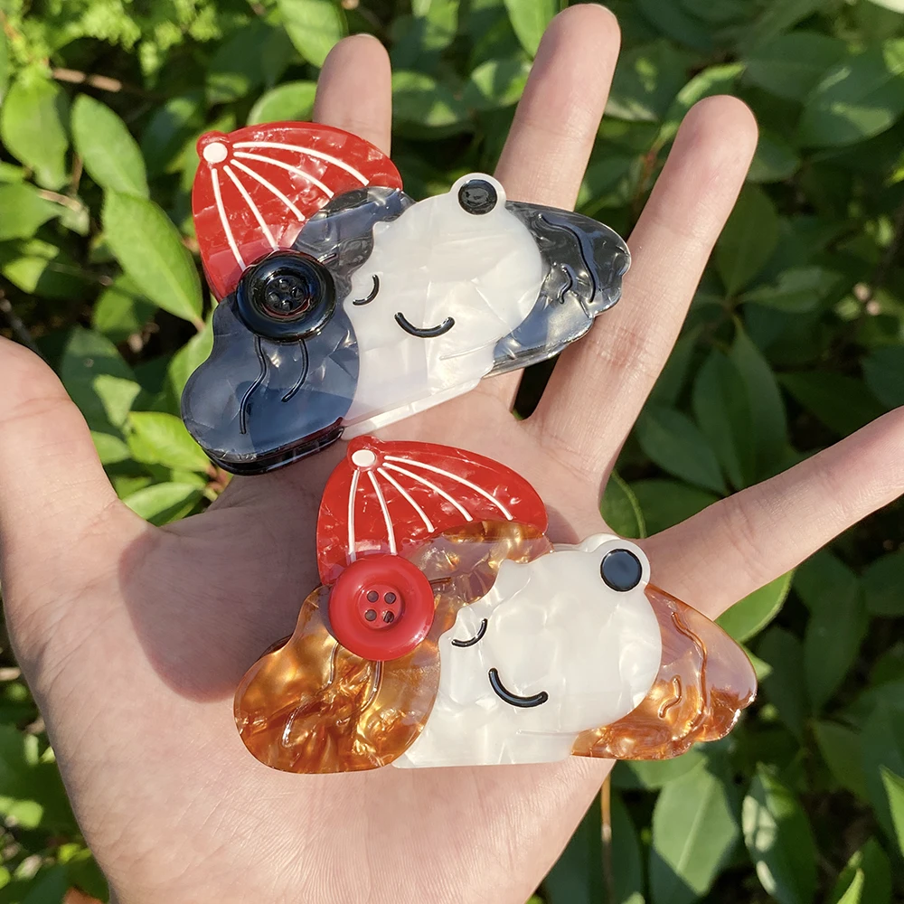 AENSOA Button Curly Dog Acetic Acid Clip Sweet Cartoon Splice Hairpin Back Head Coiffed Contrast Color Women Hair Accessories