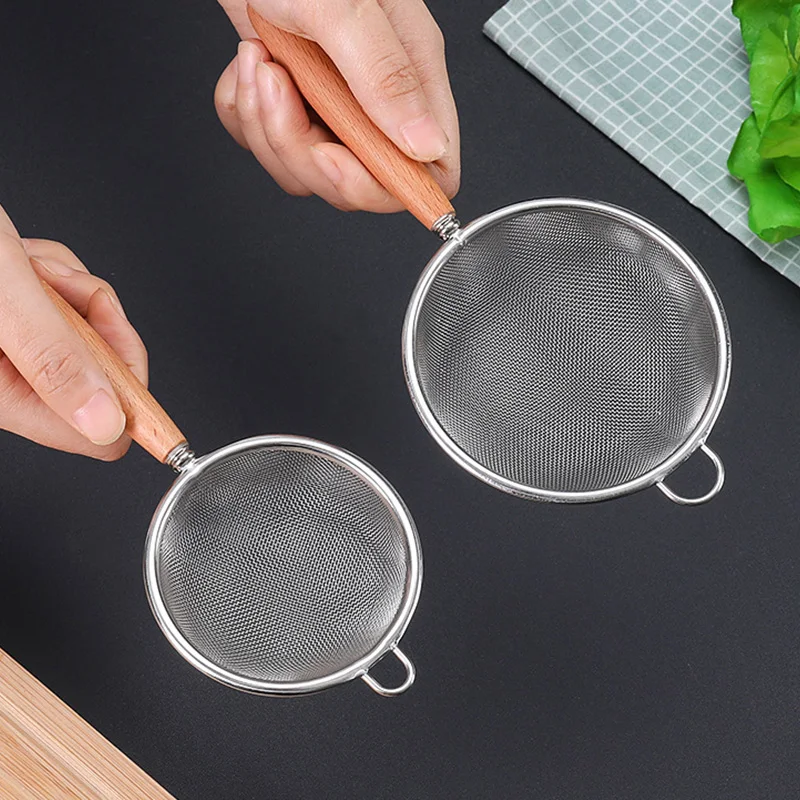 

Frying Filter Spoon Stainless Steel Colander French Fries Colander Kitchen Fried Net Sieve Tool With Wooden Handle Leaky Spoon