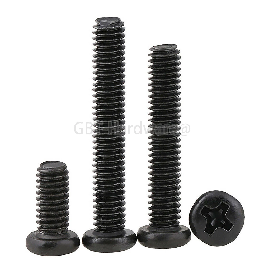 

100Pcs M2 M2.5 M3 M4 Countersunk Screws DIN 965 Phillips Zinc Plated Black Countersunk Head Carbon Steel For Computer Case