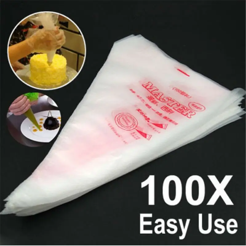 

100pcs 26CM*27CM*17CM Disposable Pastry Bags Piping Bag Confectionery Bags for Cream Fondant Cake Decorating Tools Bakeware