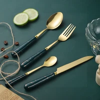 1pcs set ceramic handle dinnerware set stainless steel kitchen utensils forks knives spoons set travel tableware dropshipping