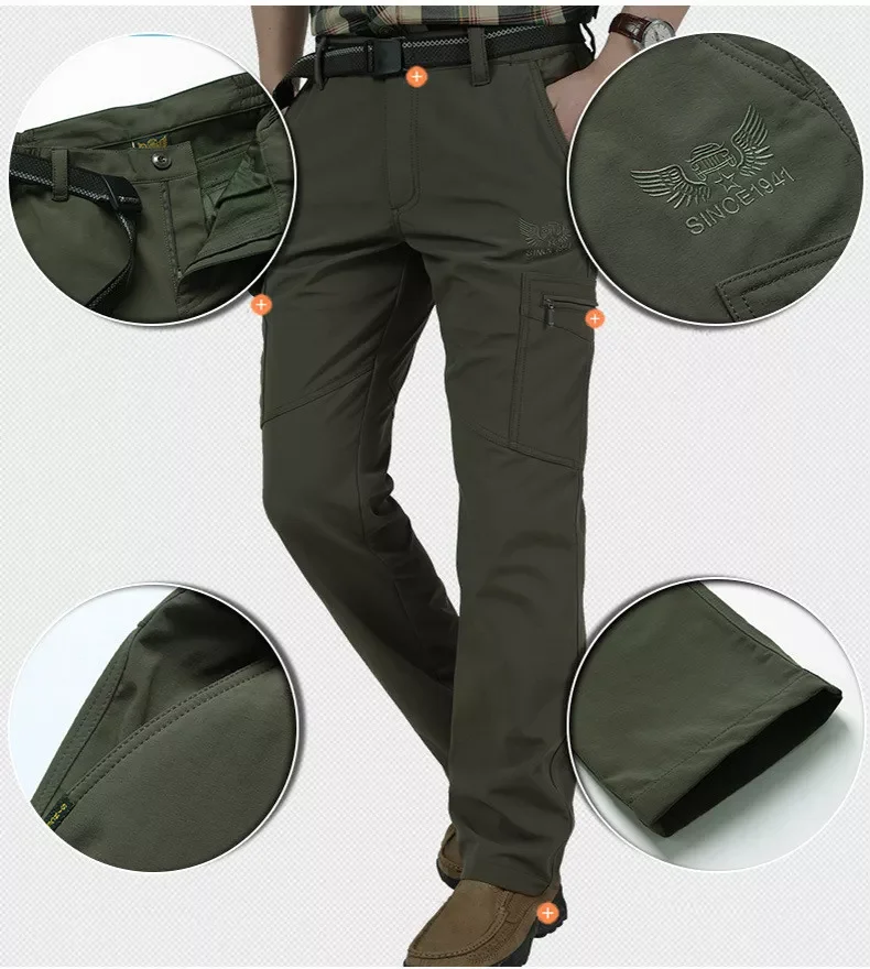 

2022New Thick Fleece Warm Stretch Causal Pants Men Military SoftShell Waterproof Outdoor Hiking Cargo Pants Tactical Trousers