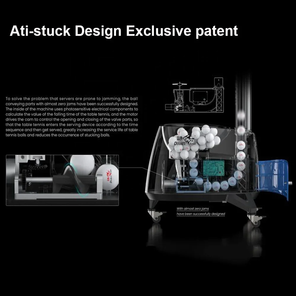 Профессиональный вращающийся робот для настольного тенниса с двойной рыбой и