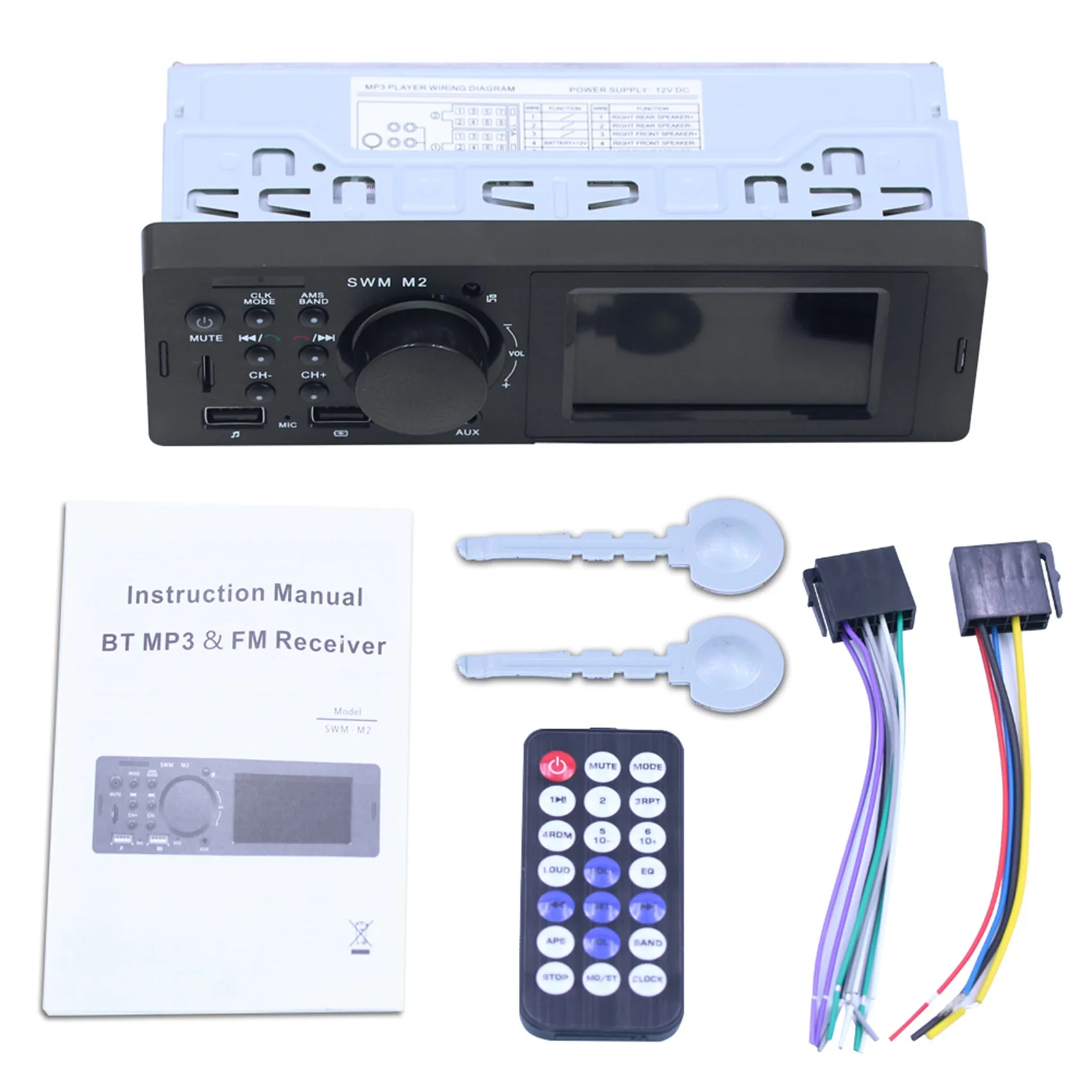 

Автомагнитола 1 DIN, Bluetooth, USB, SD, AUX, FM, MP3-плеер, тип ПК:-M2