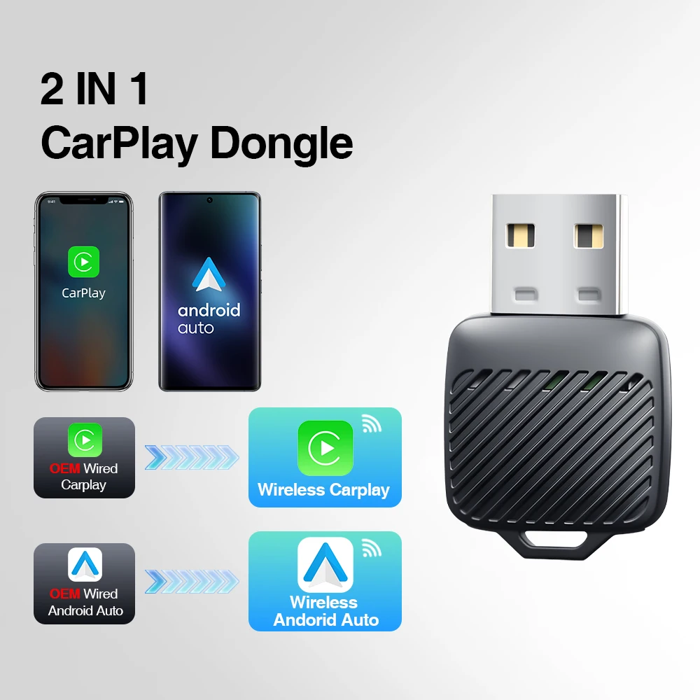 

Беспроводной Мини-адаптер CarPlay Для VW Toyota Audi — OEM Проводной И Беспроводной CarPlay Android Auto Type-C USB-ключ Plug...