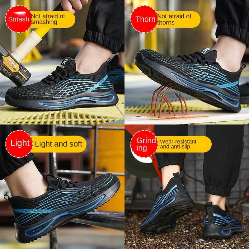 

Safety Shoes Men Women Work Safety Boots Steel Toe Shoe Puncture Proof Air Cushion Work Sneakers Light Fashion Work Shoes Unisex