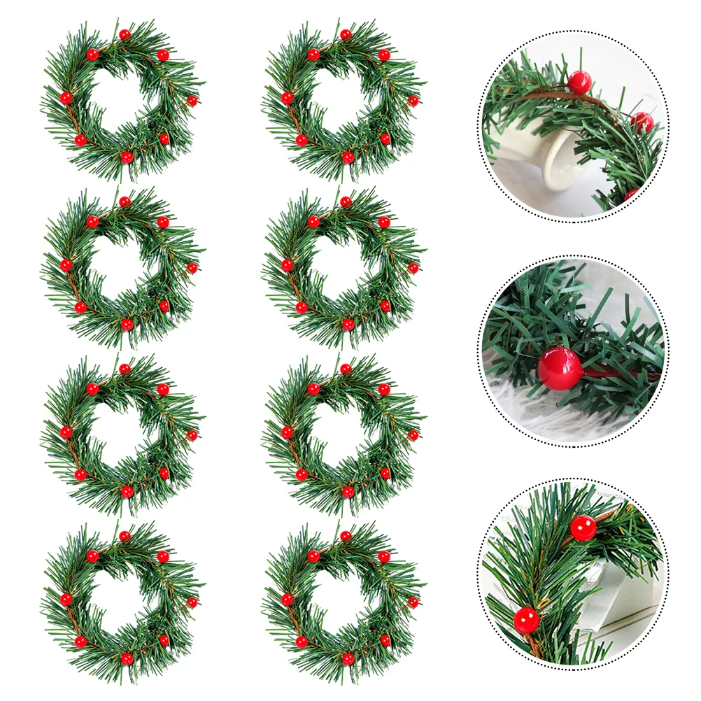 

Wreathchristmas Berry Rings Small Wreaths Advent Red Xmas Pillar Candlestick Mini Garland Pine Miniature Retro Door Front
