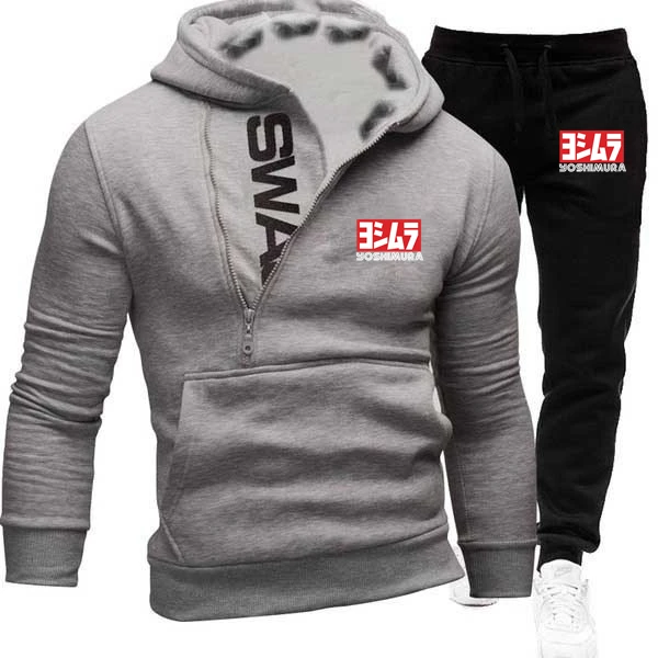 

2023 Selling New Men Yoshimura Autumn Hoodie Harajuku Style Cotton Warm Hoodie Comfortable Popular Print Hip Hop Solid Color Set