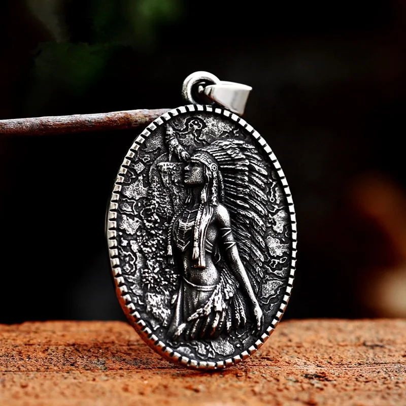 

Ancient Indian Female Portrait Design Stainless Steel Men Women Necklaces Pendants Chain Unique Trendy Jewelry Creativity Gift