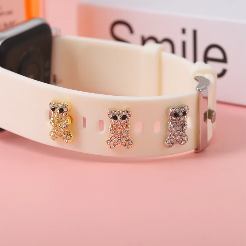 

Decorative Nails for Apple Watch Band Cute Bear Accessories Metal Charms Bracelet Silicone Strap Rivet for IWatch Series Jewelry