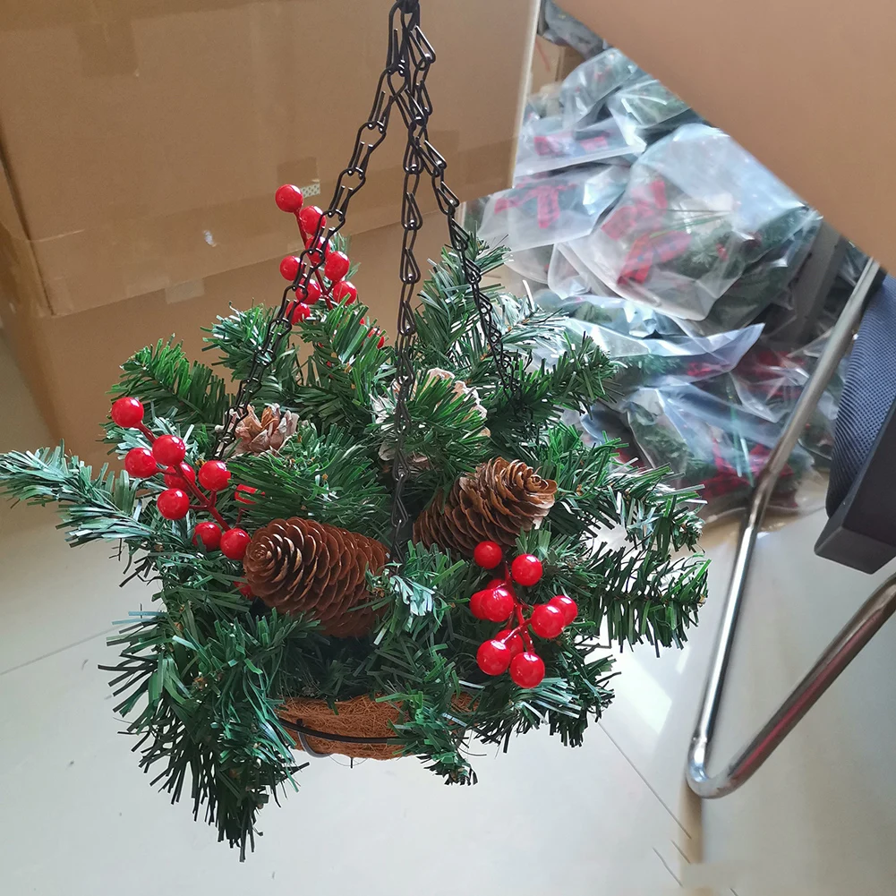 Искусственная подвесная корзина Рождественская цветочная Красочная композиция