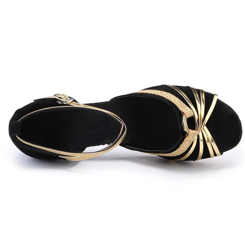 Professional Women Latin Modern dance shoes Ballroom medium high heel dance shoes drill Soft soled Cha cha tango dance shoes