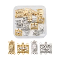 20pcs brass filigree box clasps 6 holes multi strand clasp rectangle mixed color hollow out bracelet necklace connector jewelry