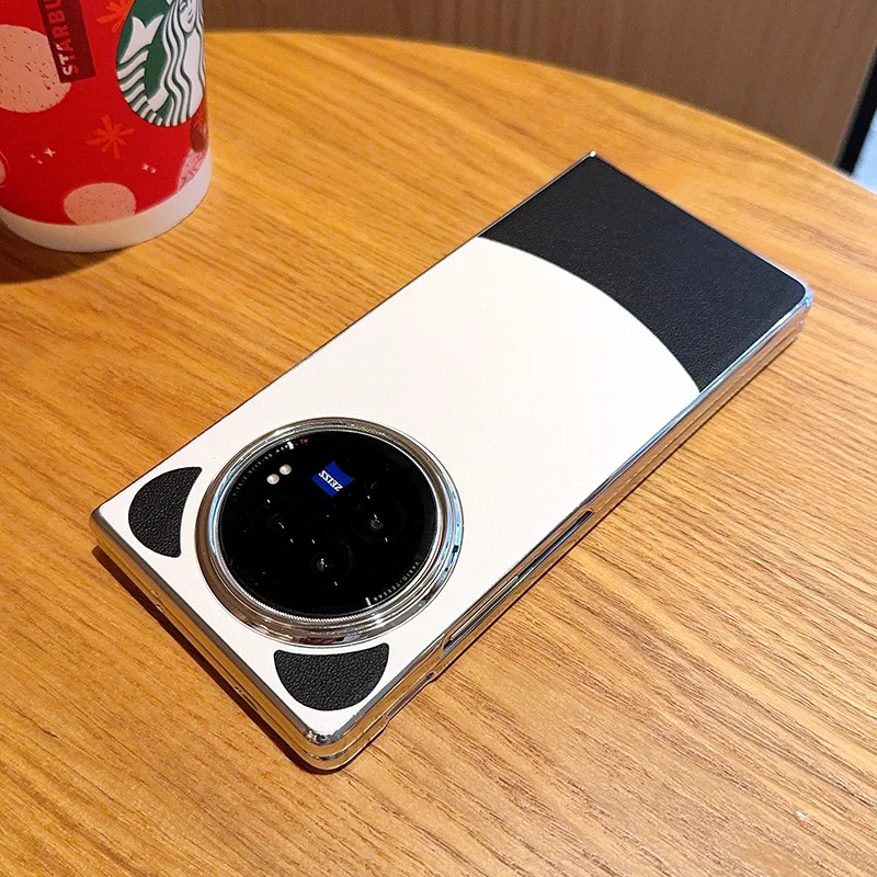 Чехол с рисунком панды для VIVO X Fold3 Pro простой однотонный кожаный чехол защитой от