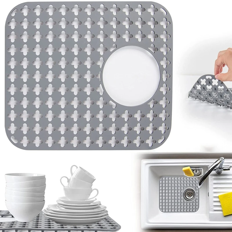

Sink Protector Mat Silicone Hollow Insulation Pad Protect Surfaces and Dishes new