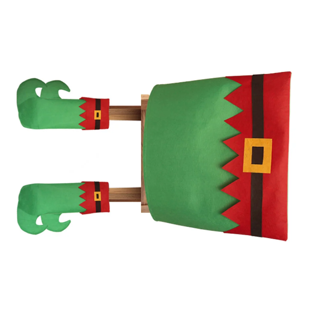 

1PC Decor Use Unique Home Party Celebrative Chair Cover Christmas Chair Cover With 1 Pair Chair Cover