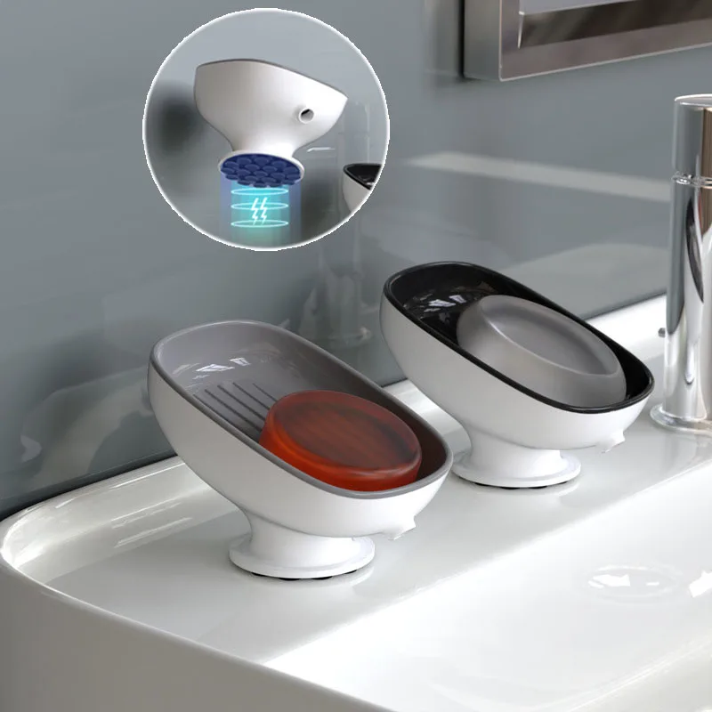 

Self Draining Soap Dishes Soap Holder Container Tray Soap Saver with Super Suction for Bathroom Kitchen Sink Accessories