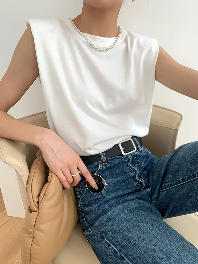 Женский Свободный жилет TWOTWINSTYLE повседневный однотонный минималистичный топ с