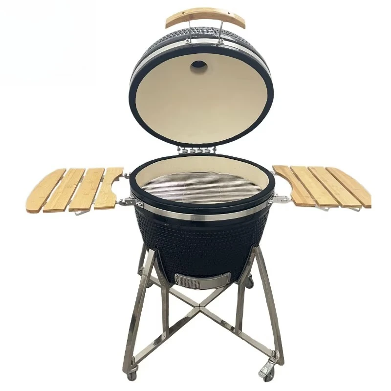 Фото Керамический угольный гриль KIMSTONE KAMADO 26 дюймов, большой, черный, для барбекю (Китай) №3