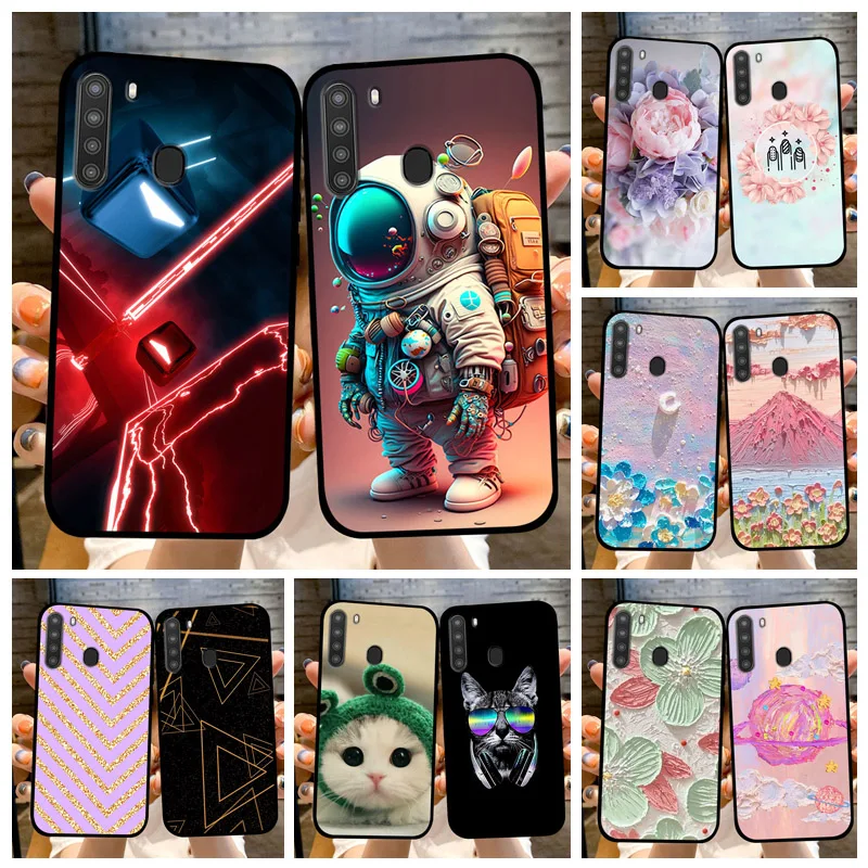 Чехол для телефона Samsung A21 силиконовый мягкий окрашенный милый чехол из ТПУ Galaxy