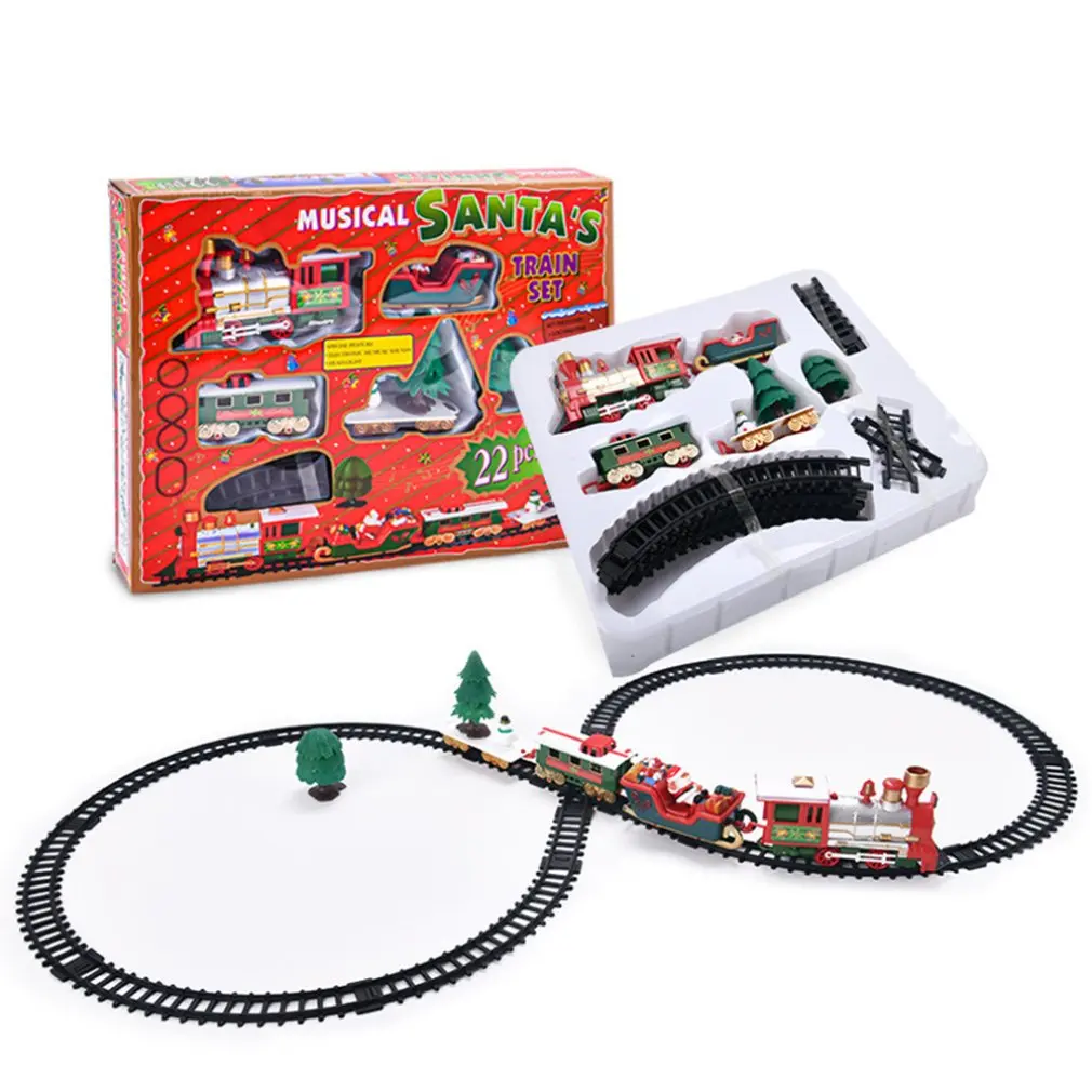 

Christmas Electric Rail Car Train Toy Children's Electric Toy Railway Train Set Racing Road Transportation Building Toys