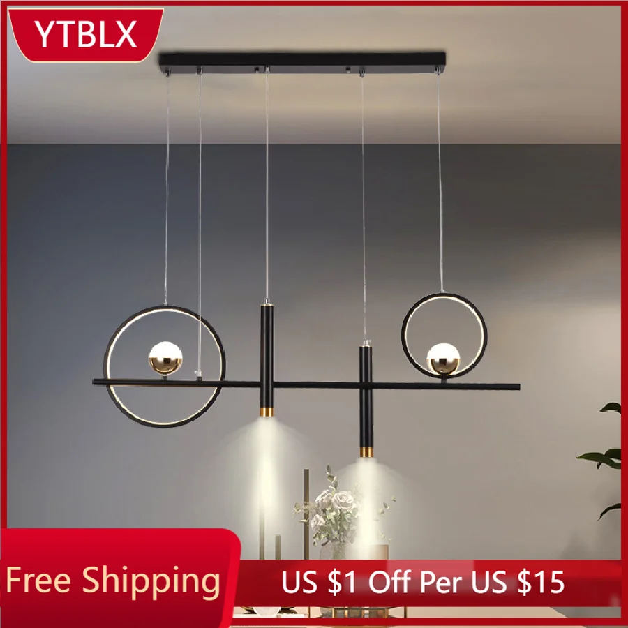 

Modern Led Pendant Lights Table Dining Room Kitchen Minimalist Pendant long strip Indoor chandelier lamp lighting Fixture