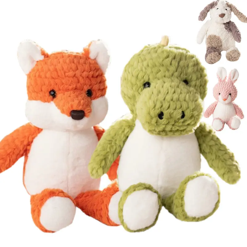 

Super Soft Orange Fox Baby Doll Stuffed Cartoon Animals Dinosaur Pink Bunny Big Hanging Ear Dog Kids Nap Sleepling Toys Birthday