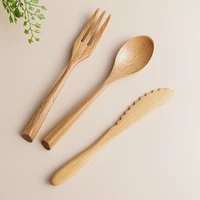 3pcsset whosale beech wood handmade portable knife spoon chopsticks creative design dinner room outdoor party picnic travel