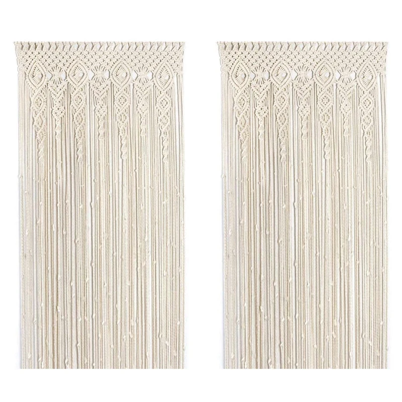 

2X Macrame Wall Hanging Woven Tapestry Macrame Door Hanging Room Divider Macrame Curtains