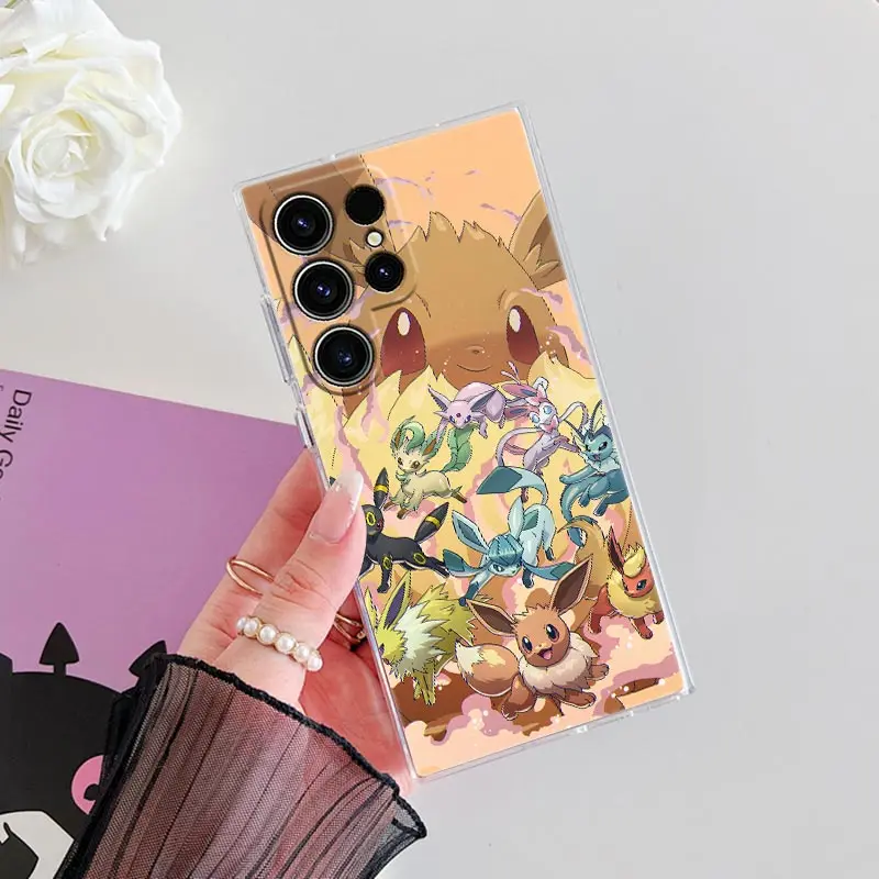 Чехол для телефона Pokemon Squirtle Eevee Gengar с аниме Samsung Galaxy S25 S24 S23 S21 Ultra S20 FE S22 Plus A35 A55 Clear