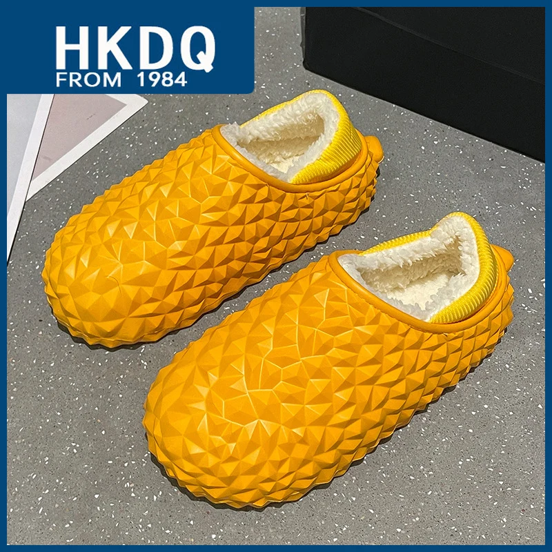 

HKDQ забавные дурианские зимние плюшевые Тапочки женские домашние мягкие удобные пушистые женские домашние тапочки домашние теплые меховые тапочки для женщин