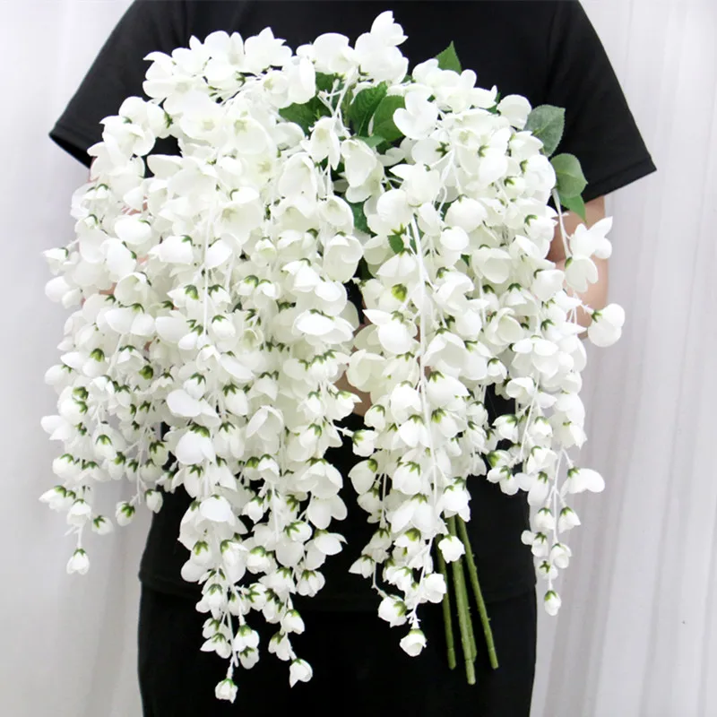 

Upscale Artificial Flower 110CM Wisteria Home Ceiling Hanging Abelian Garland Rattan For Wedding Backdrop Decoration 10PCS