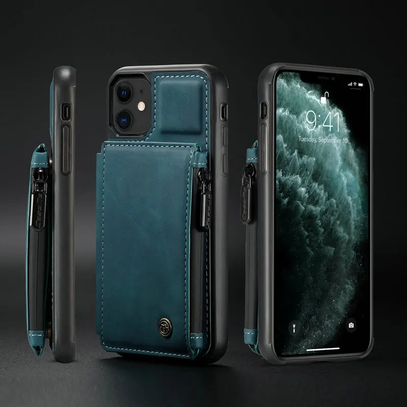 Caseme Retro Back Case For Iphone 12 11 Pro Max Leather Case Card Slots Wallet Back Case For Iphone 12 11 Pro Stand Back Cover