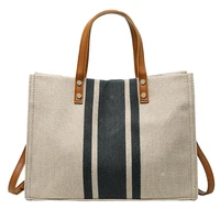 canvas tote bags for women 2022 fashion casual shoulder bag female shopper simple commuter striped print large capacity handbags