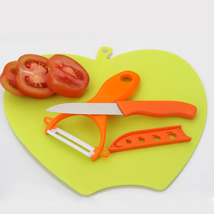 

Ceramic melon peeler vegetable board color fruit knife three piece set fashion knife gift kitchen knife set