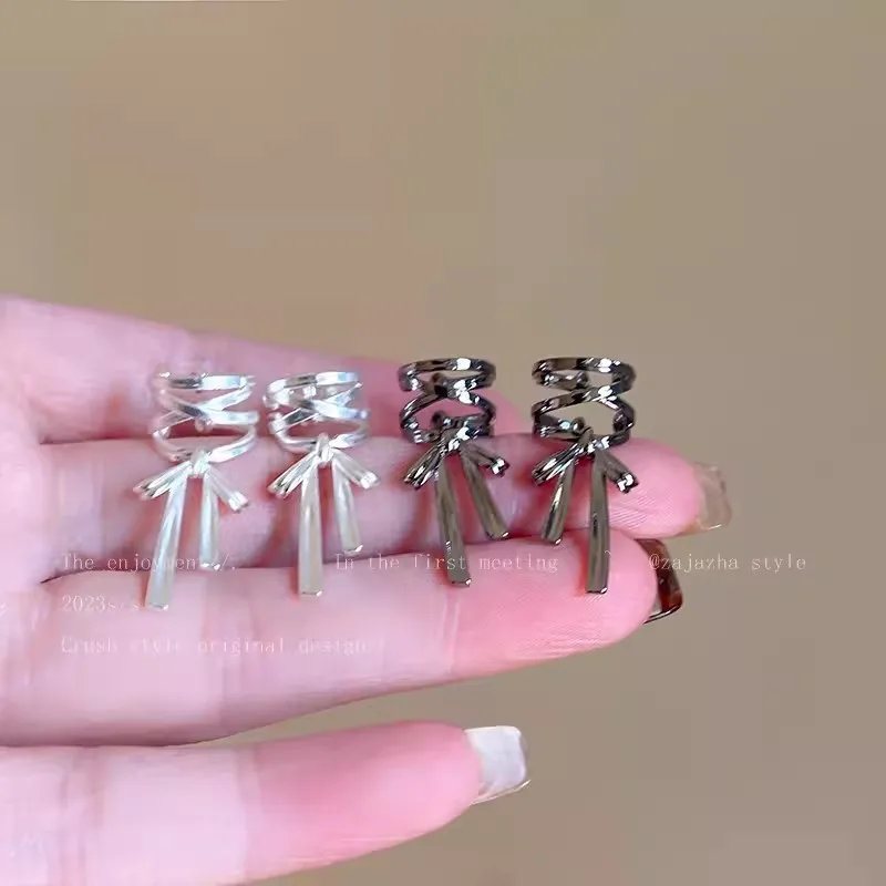 KADRUFI серьги-каффы с бантиком для балета девушки без пирсинга женские корейские