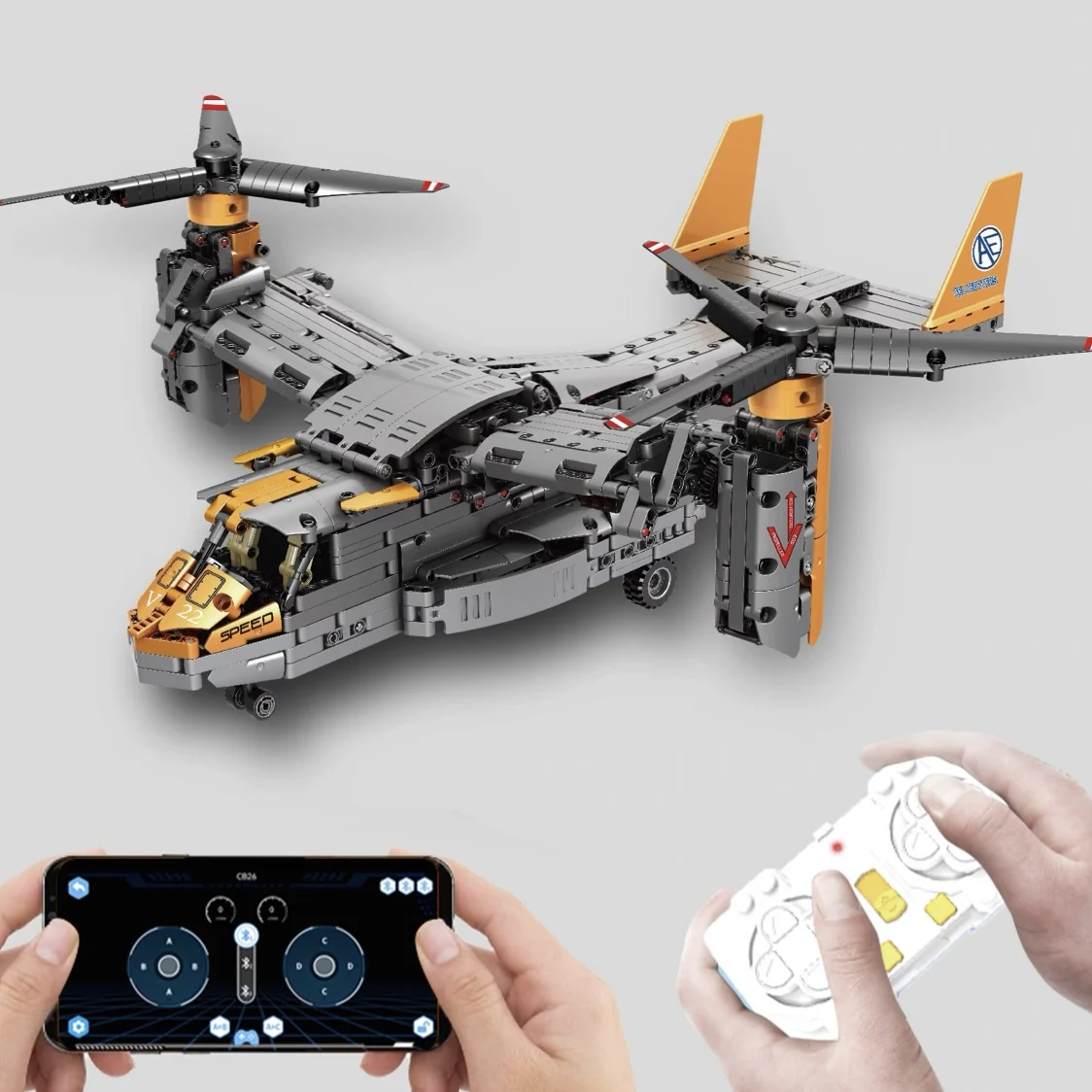 

WW2 High-tech Military Weapon Remote Control The V-22 Osprey Airplane Model Building Block Fighter RC Brick Toys Kids Gift 42113