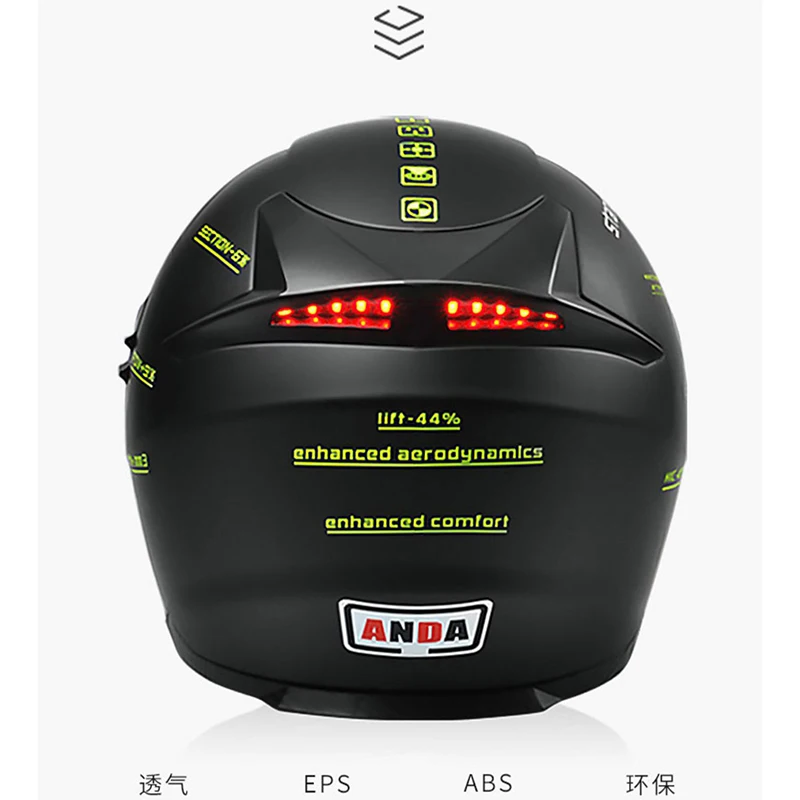 Motorcycle Full Face Helmet With LED Lights Helmet Black Smart Knight Racing Enduro Safety Adults 55-61CM Rrally Race Way Led enlarge