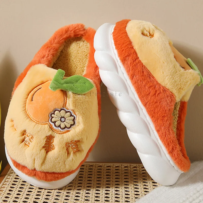 Cute Strawberry Women Home Slippers Lovely Fruit Thick Sole Shoes for Female Indoor Slipper with Fur Woman Casual Slippers House