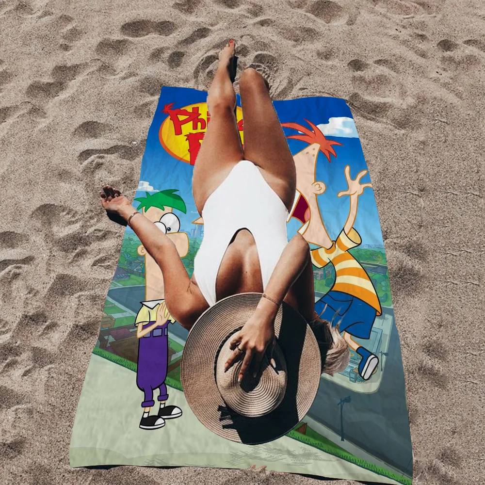 П-фины с героями мультфильмов F-ferbs пляжные полотенца полотенце для душа сауна