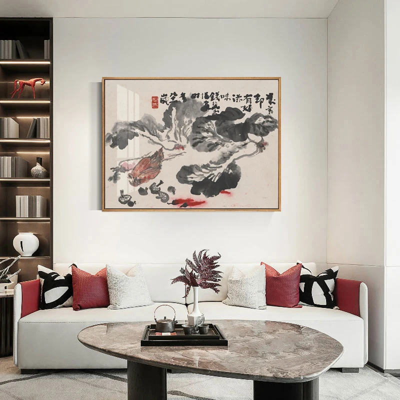 

Традиционный китайский стиль, гора и река, холст, картина, зал для офиса, гостиной, домашний декор, плакат, печать, Настенная картина