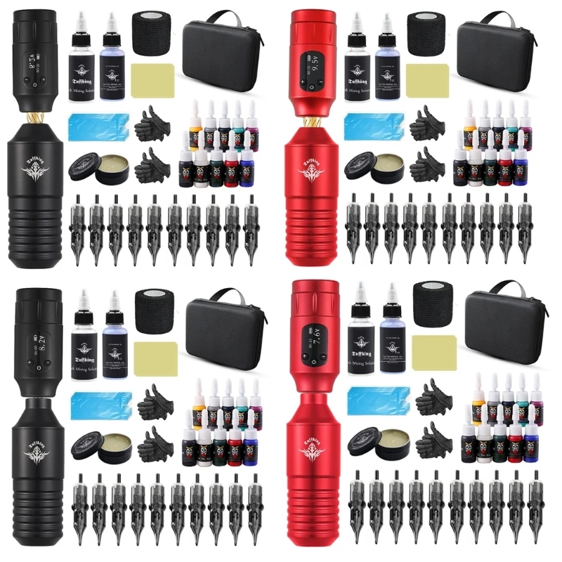 

Professional Tattoos Machine Set Motor Wireless Tattoos Power Supply RCA/DC