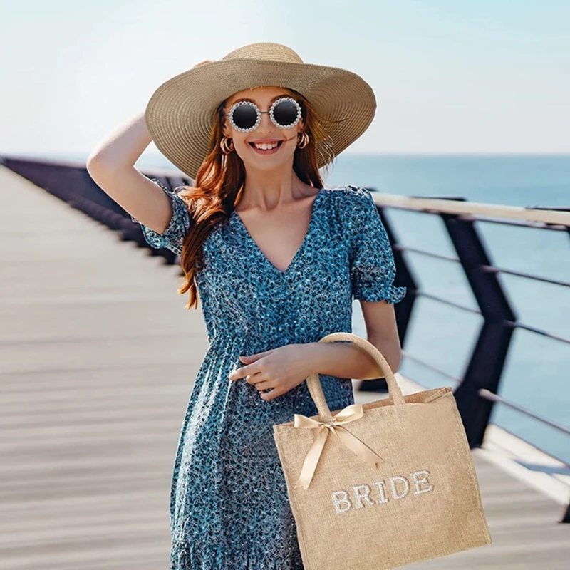 

Straw Hat Wide Brim Bride Hat Hat Summer Accessory Hat for Wedding Drop Shipping