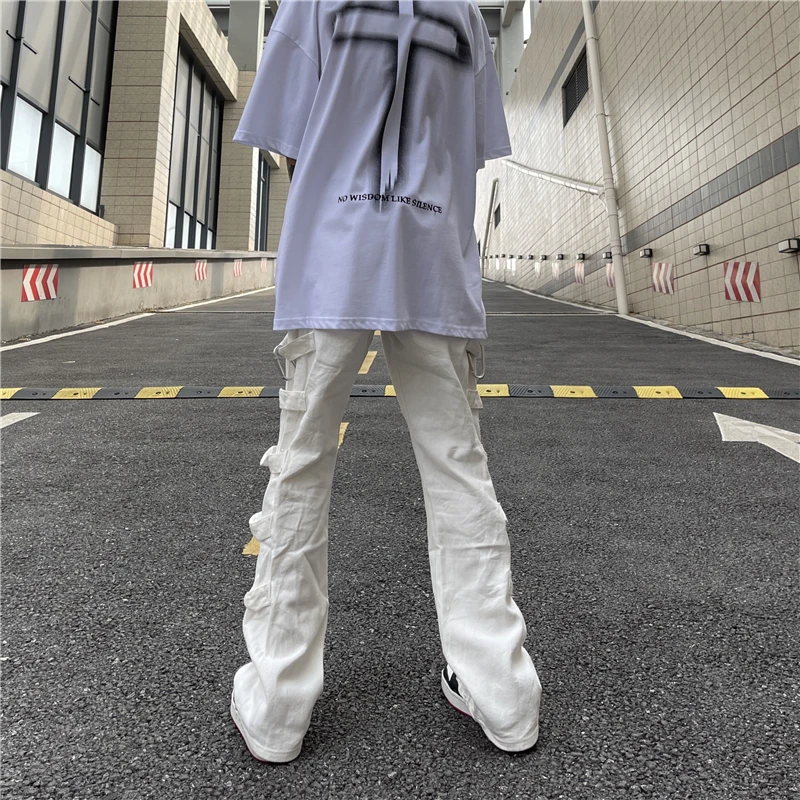 Men Jeans Design Buckle Vib Wind Micro-Flare Casual Loose Jeans Women's Korean Fashion Jeans Hip Hop Men Clothing Y2k Pants Men
