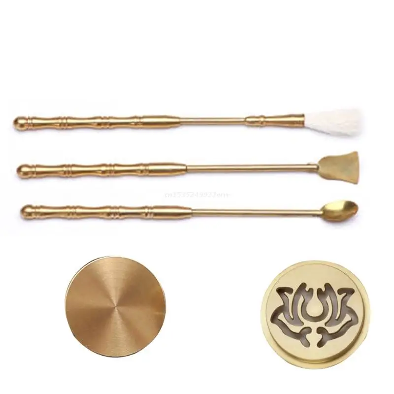 

5Pcs Incense Making Kit Brass Mold Tool Lotus Citron Spoon Press Brush Shovel Dropship