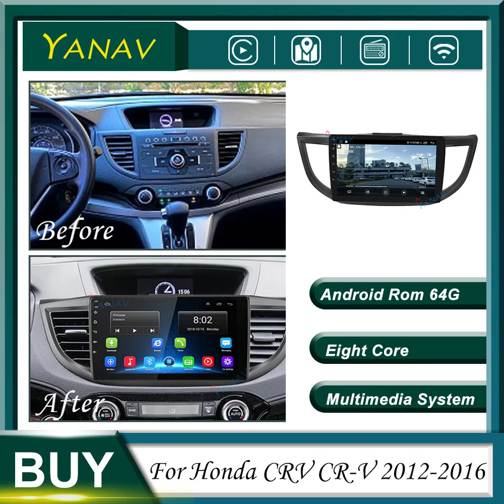 

Автомобильный радиоприемник 128G, Android, 2Din, GPS-навигация для Honda CRV CR-V 2012-2016, стереоприемник, видео, мультимедиа, mp3-плеер с Carplay