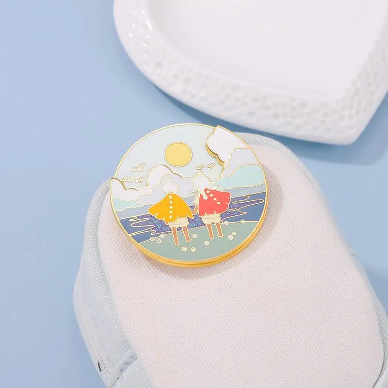 

Эмалированные заколки Sky Kids с подсветкой, вращающиеся на заказ двухслойные броши, значки на лацкан, мультяшная игра, ювелирные изделия, пода...